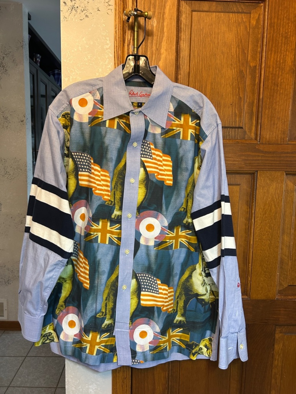 Robert Graham American Flag, British Flag & Bulldogs Button-Down Shirt